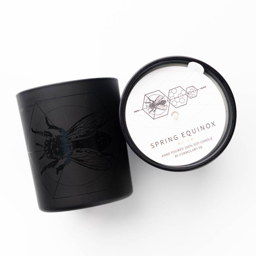 Spring Equinox Etched Bee Candle